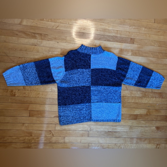 Vintage Patchwork Blue Colorblock Knit Sweater | Dressbarn Woman Plus 18/20/XXL - Picture 7 of 15